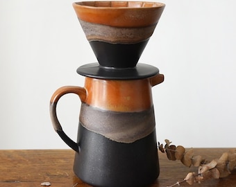 Ceramic Coffee dripper set,Coffee Jug,Black Ceramic Pour Over Coffee Server with Dripper ,Pour Over Coffee Maker Set,Coffee Dripper Gift Set