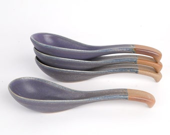 Soup Spoon | Japanese Spoon | Ceramic Soup Spoons | Ramen Spoon | Rice Spoon | Asian Style Spoons | Purple Spoon | Noodle Spoon