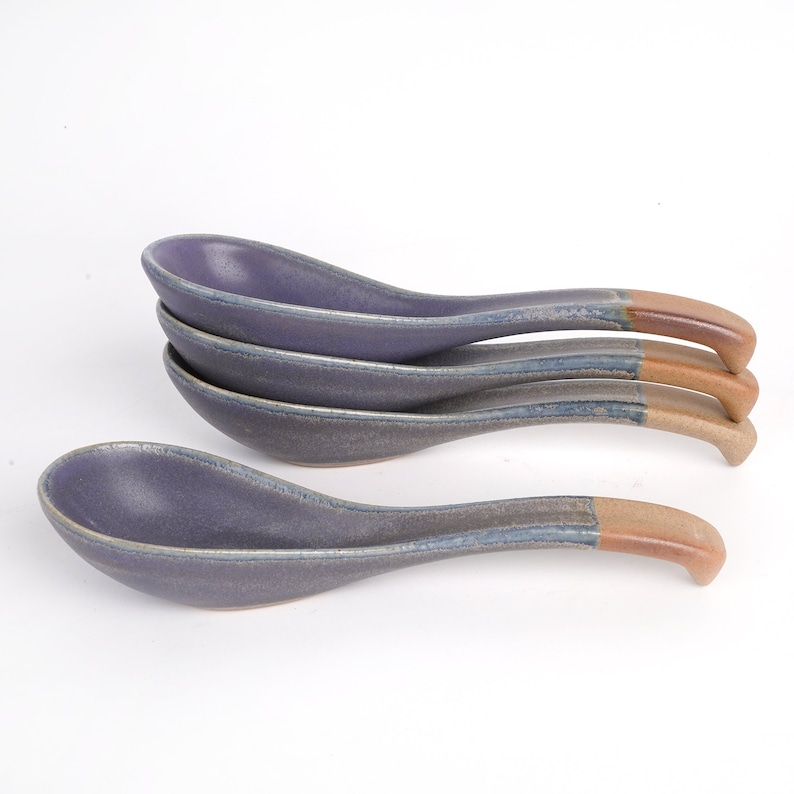 Soup Spoon | Japanese Spoon | Ceramic Soup Spoons | Ramen Spoon | Rice Spoon | Asian Style Spoons | Purple Spoon | Noodle Spoon