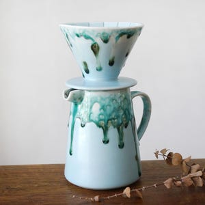 Keramik-Kaffeefilterset, Kaffeekanne, blaue Keramik Pour Over-Kaffeemaschine mit Dripper, Pour Over-Kaffeemaschinenset, Kaffeefilter-Geschenkset