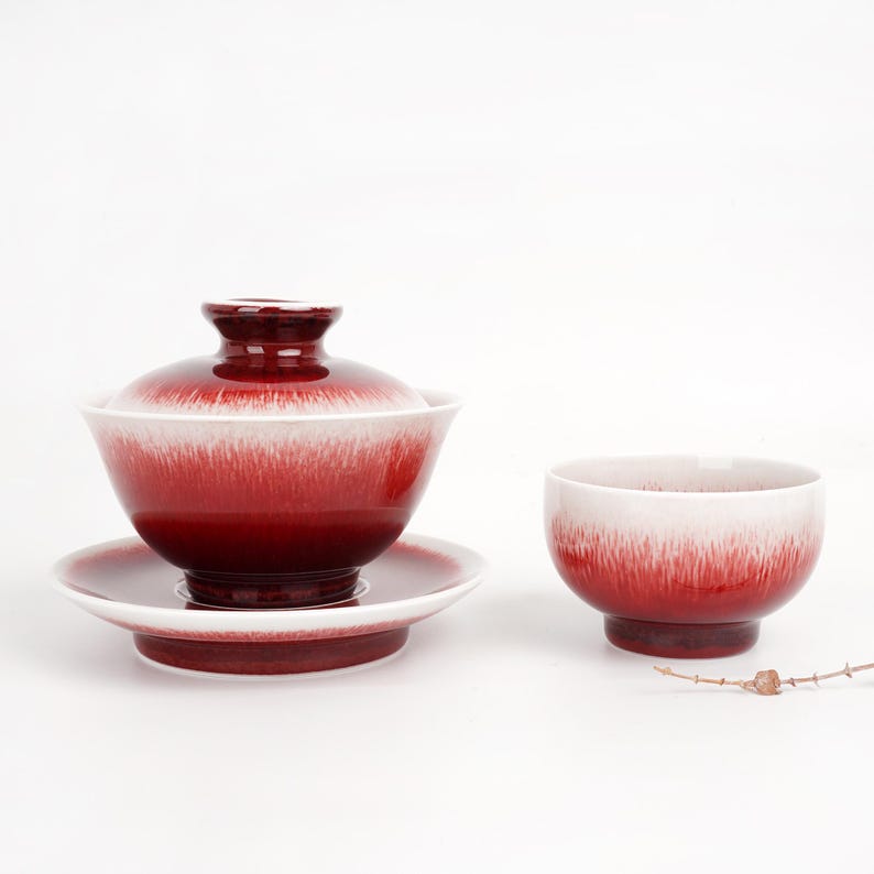 HQCeramicsStudio Langyao Hong Gaiwan Tea Set - Thumbnail 3