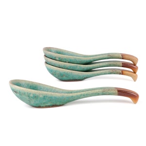 Soup Spoon | Japanese Spoon | Turquoise Ceramic Spoons | Ramen Spoon | Asian Style Spoons | Noodle Spoon | Porcelain Spoons| Christmas Gift