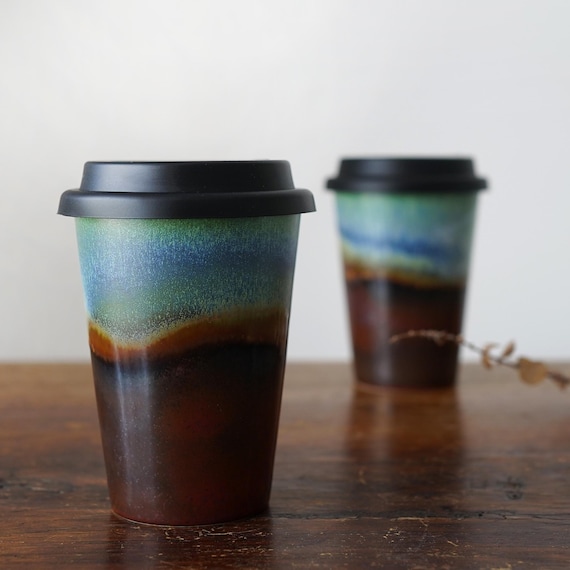 Travel Mug with Silicone Snap Lid,Travel ceramic Mug, Tumbler with lid,Coffee Travel Mug, Tea Travel Mug, Commuter Mug,Birthday gift