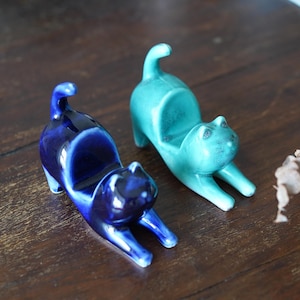 Keramik Katze Handyhalter, Iphone Halter, Visitenkartenhalter, Rezept Kartenhalter, niedliche Figuren Tiere Miniatur, lustiges Geburtstagsgeschenk
