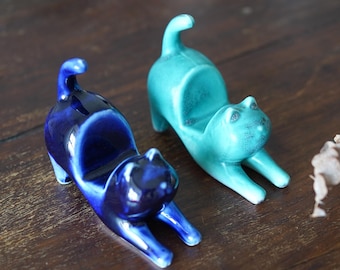 Keramik Katze Handyhalter, Iphone Halter, Visitenkartenhalter, Rezept Kartenhalter, niedliche Figuren Tiere Miniatur, lustiges Geburtstagsgeschenk