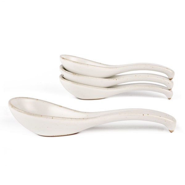 Soup Spoon | Japanese Spoon | white Ceramic Spoons | Ramen Spoon | Christmas gifts for mom| Thanksgiving gifts | Christmas gift for him