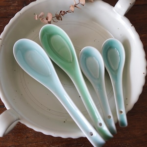 Chinese Ceramic Spoon, blue spoon, Ramen spoon, soup spoon, short spoon retro household,Asian Spoon