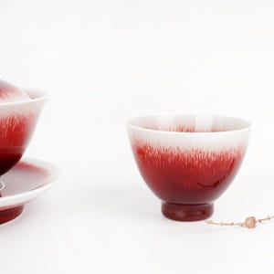 Langyao Hong Teacup – Handmade  Red Porcelain Cup – Lang Kiln Gongfu Teaware – Chinese Ceramic Gift