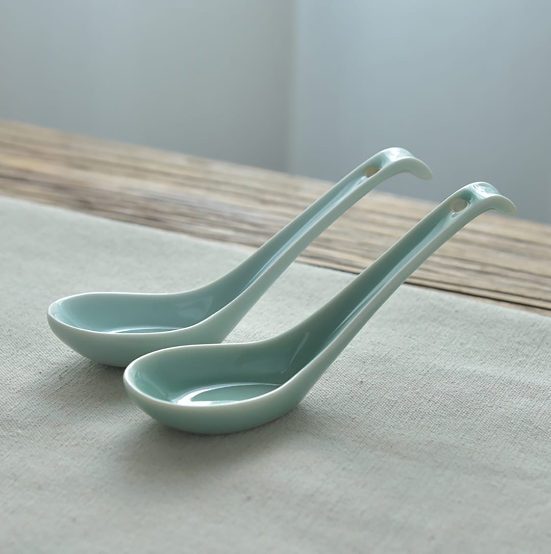 Chinese Ceramic Spoon Blue Spoon Ramen Spoon Soup Spoon Etsy