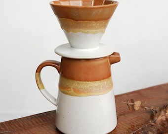 Ceramic Coffee dripper,Jug,White Ceramic Pour Over Coffee Server with Dripper ,Pour Over Coffee Maker /two tumblers,Coffee Dripper Gift Set
