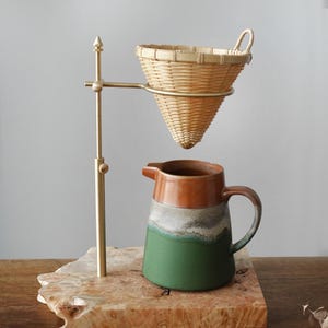 Ceramic Coffee dripper set,Green Pour Over Coffee Server with bamboo Dripper ,Pour Over Coffee Maker Set,Coffee Gift Set,Teacher Gift