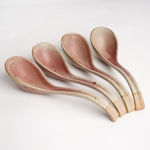 Ceramic Soup Spoons, coarse pottery spoon, Ramen spoon, Asian Soup Spoon,Long Handle Spoon, valentines gift,Christmas gift