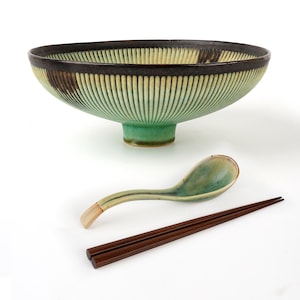32 Oz Ceramic Ramen Bowl ,Large Bowl for Japanese Noodle Soup + Wooden Chopsticks & Spoons,New home gift,Christmas gift