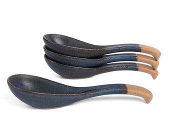 Set 6 Cucchiai Da Zuppa In Ceramica Asiatica - 14,2 Cm - Cinesi/Giapponesi Per Ramen, Pho, Noodles - Smaltati, Lavabili In Lavastoviglie