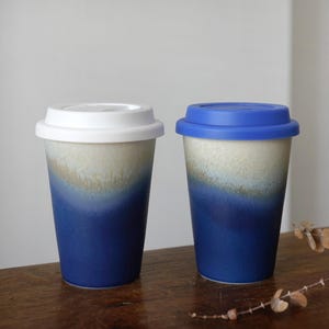 Reisebecher mit Silikon-Schnelldeckel, Reisekeramikbecher, Becher mit Deckel, Kaffee-Reisebecher, Tee-Reisebecher, Pendlerbecher, Geschenk für sie