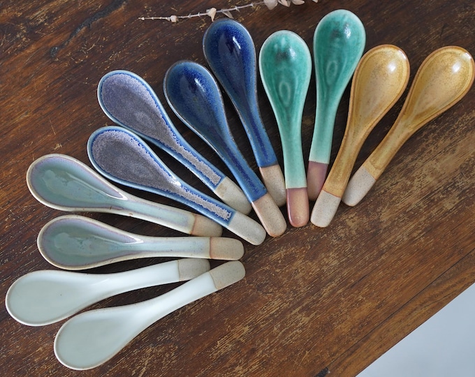 Ceramic Soup Spoons – Set of 2, 4, or 6  Ramen Spoon | Noodle Spoon