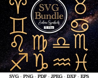 Zodiac SVG Bundle Astrology Horoscope Signs Constellation Cut Files for ...