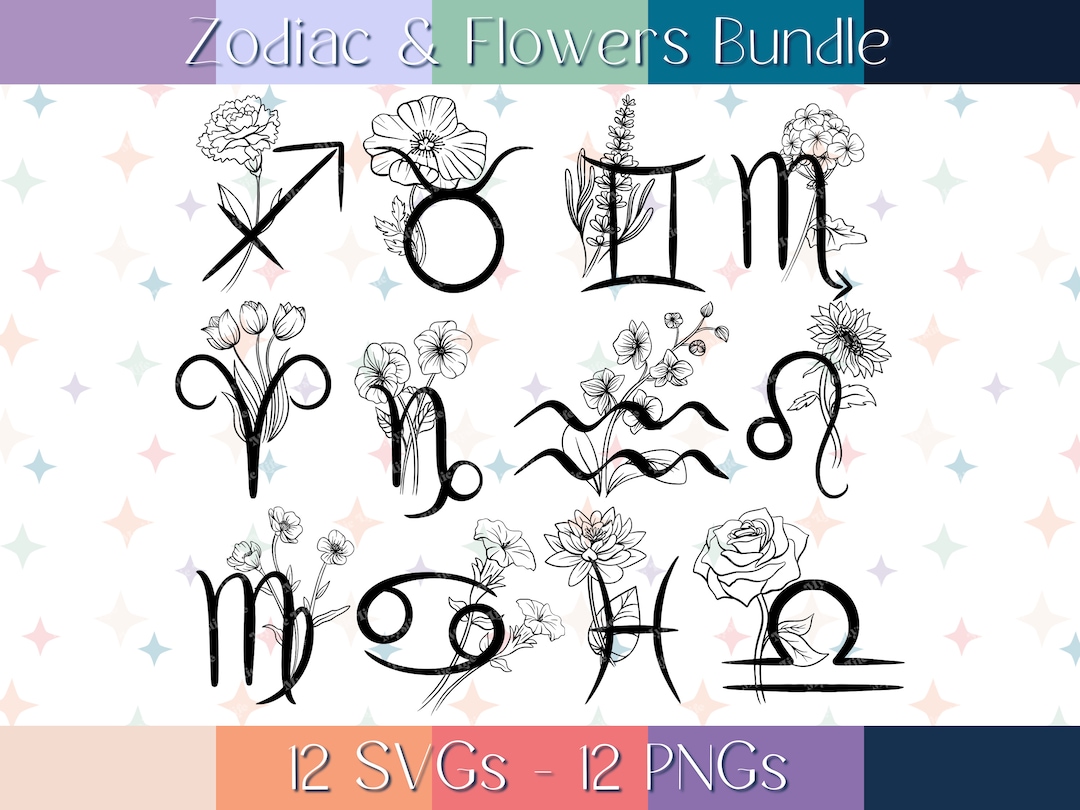Zodiac SVG Bundle, Zodiac Sign Svg, Zodiac Horoscope Svg, PNG Design ...