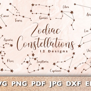 Zodiac SVG Bundle | Astrology | Horoscope Signs | Constellation Cut Files for Cricut