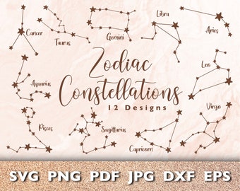 Zodiac SVG Bundle | Astrology | Horoscope Signs | Constellation Cut Files for Cricut