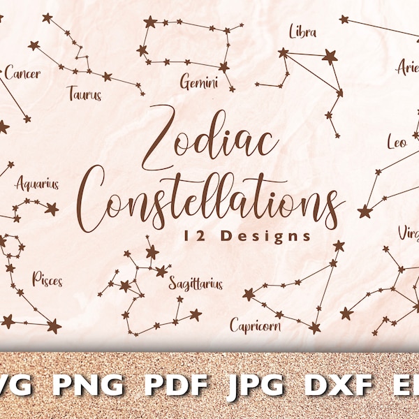 Sternzeichen SVG Bundle | Astrologie | Horoskop Zeichen | Constellation Cut Dateien für Cricut