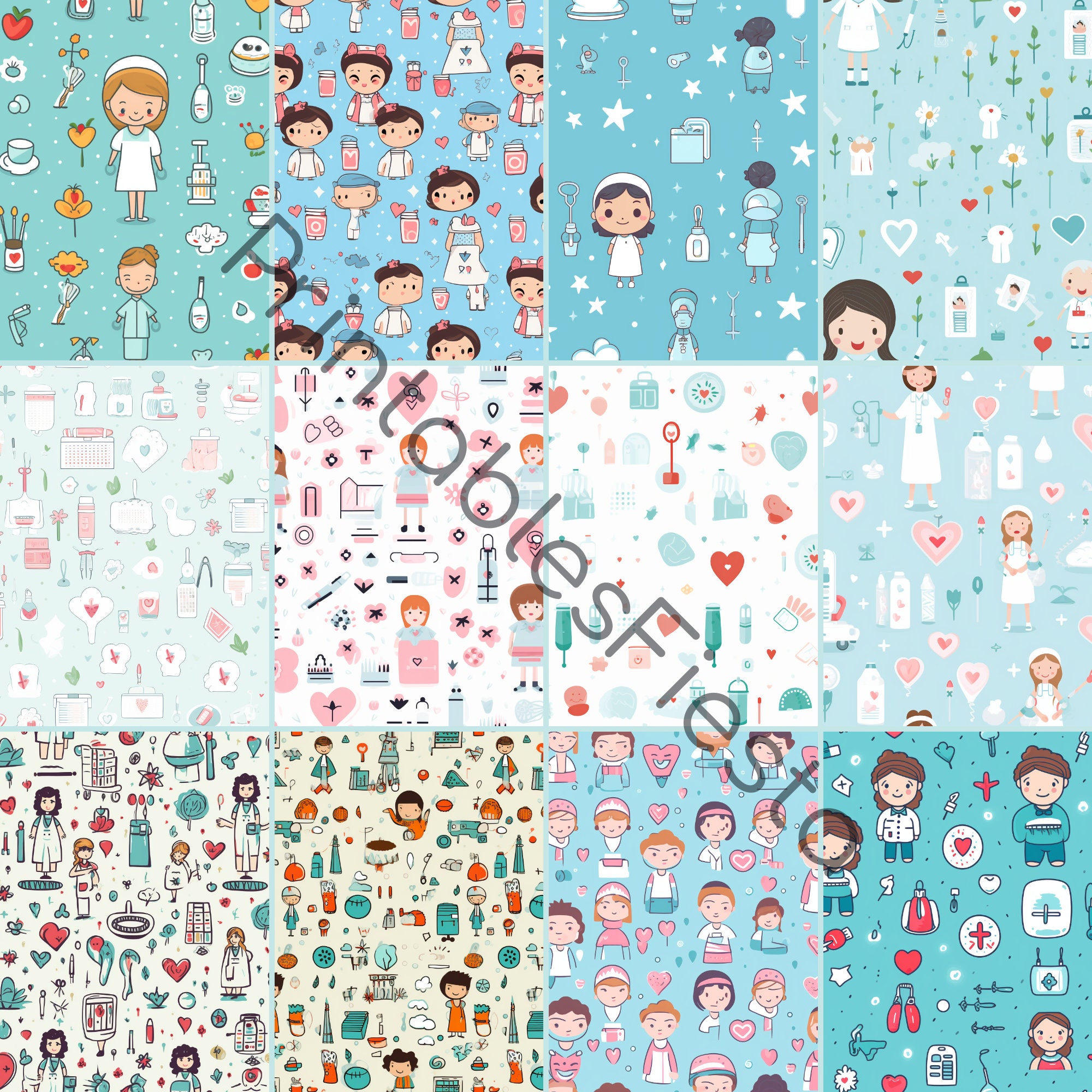 Rn Pattern 12 Nurse Elements , Seamless Pattern, for Scrapbooking, Crads ...