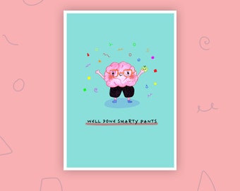 Well done smarty pants card - Well done card - Recycled gift - Recycled card - Cute card - Cute greeting card