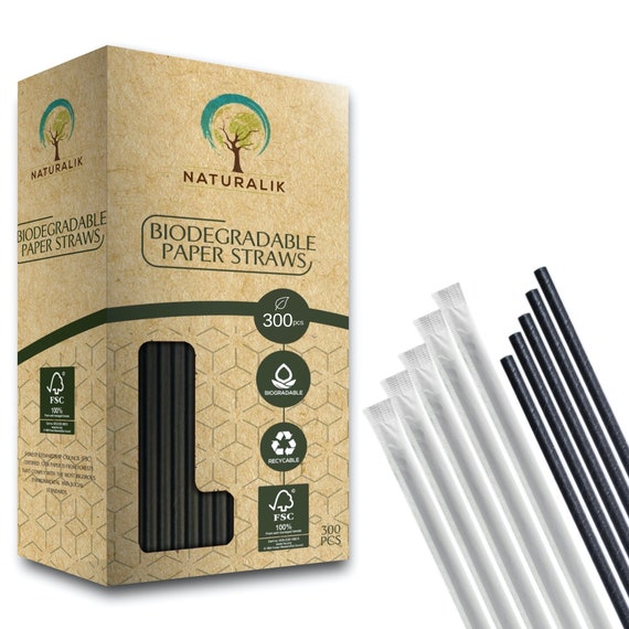 Black Striped Paper Straws Eco Friendly Biodegradable Party Straws