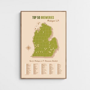 Mapa de las 50 mejores cervecerías de Michigan