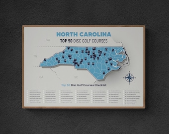 North Carolina Disc Golf Top 50 Courses Map