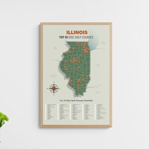 Carte des 50 meilleurs parcours de disc golf de l'Illinois