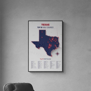 Texas Golf Top 50 Golfplätze Karte