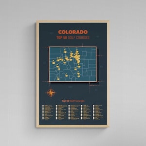 Mapa de los 50 mejores campos de golf de Colorado