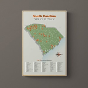 South Carolina Disc Golf Top 50 Plätze Karte
