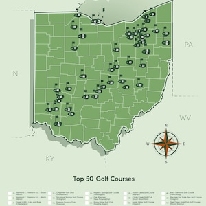 Ohio Golf Top 50 Courses Map