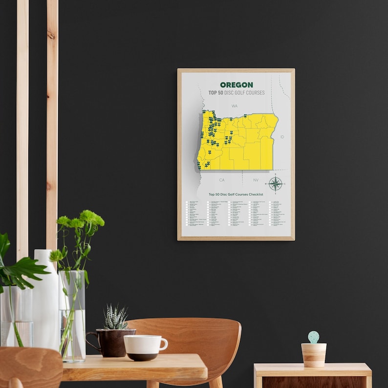 Oregon Disc Golf Top 50 Courses Map Etsy