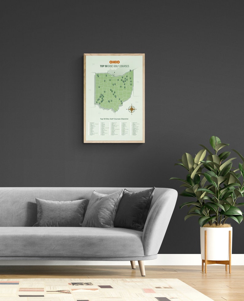 Ohio Disc Golf Top 50 Courses Map Etsy