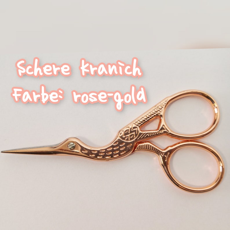 Kleine Schere Handarbeitsschere, Nähschere Kranich Storch verschiedene Farben: gold, silber, bronze rosegold Verlobung Hochzeit Bronze