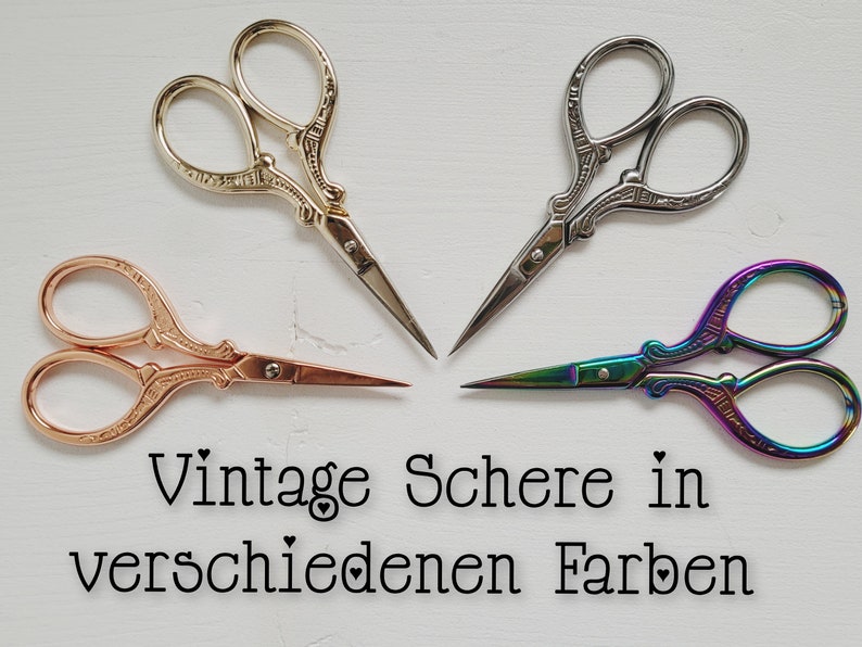 Kleine Vintage Schere Handarbeitsschere, Nähschere gold Verlobung Hochzeit Bild 5