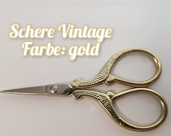 Kleine Vintage Schere - Handarbeitsschere, Nähschere -  gold - Verlobung Hochzeit