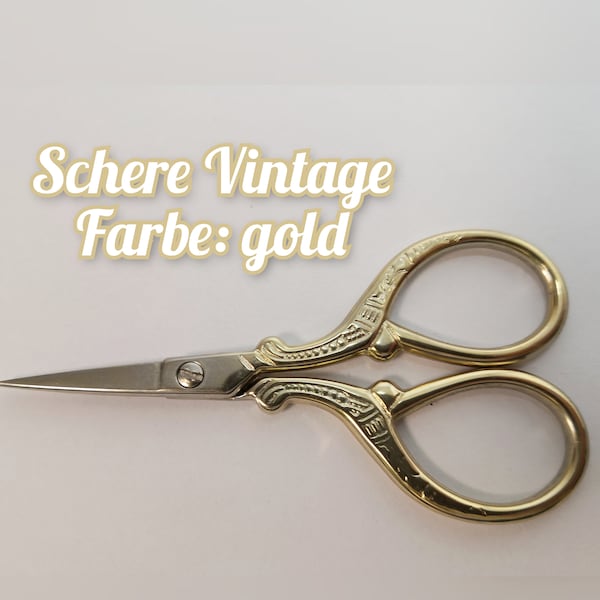 Kleine Vintage Schere - Handarbeitsschere, Nähschere -  gold - Verlobung Hochzeit