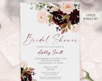 Floral Bridal Shower Invitation, Bridal Shower Invite, Editable Template