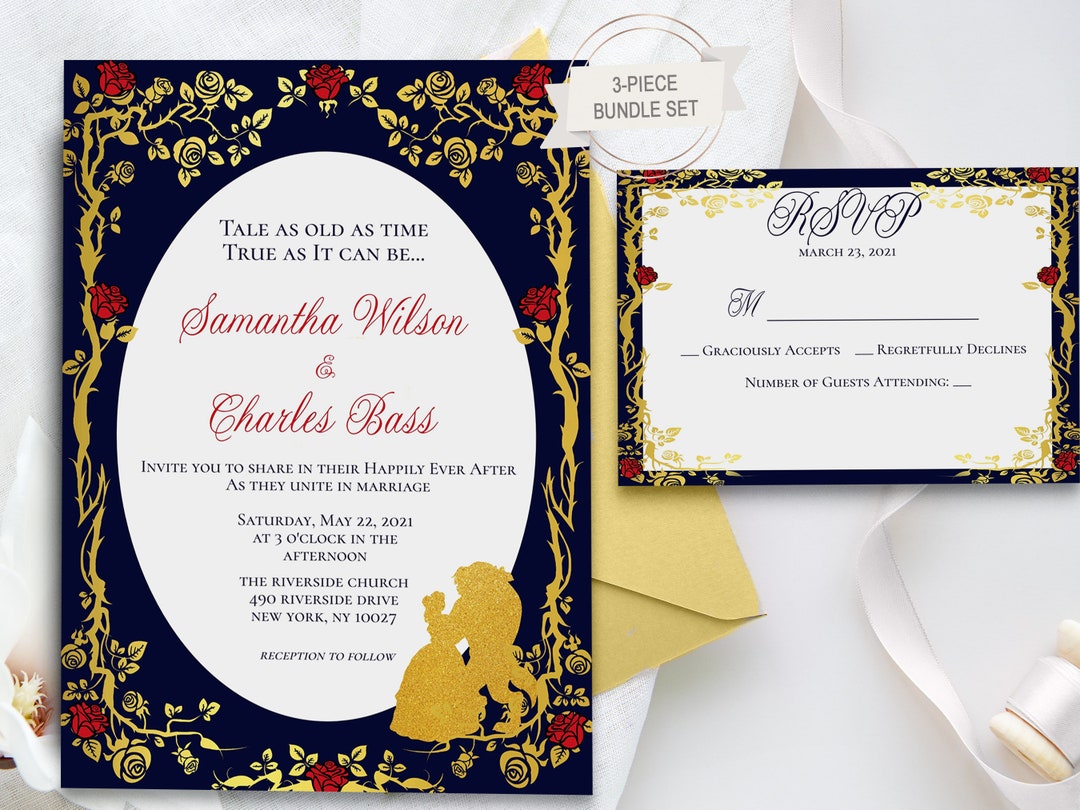 Beauty And The Beast Wedding Invitations www.etsy.com