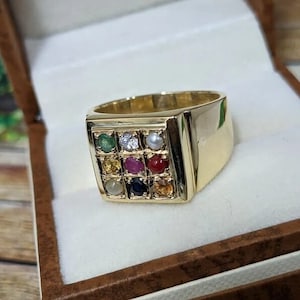 Natural Navratan Ring - 9 Stone Ring-Gemstone Ring - Unisex Ring - Silver 925 Sterling Ring-Handmade Ring-Gift For man,women-FREE SHIPPING