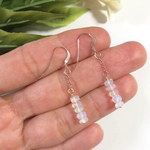 OPAL Earrings - Sterling Silver, Opal Earrings Dangle, Birthstone Jewelry, Welo Opal Ethiopian Welo Opal Dangle Earrings Opal Beads Earring