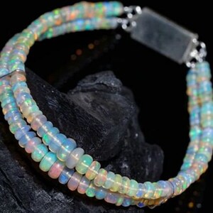 Opal bead bracelet, Ethiopian Opal bracelet, Opal designer bracelet, opal 2 strand bracelet, fire opal bead, Opal Rondelle bead bracelet