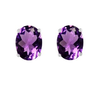 Natural Rhodolite Garnet Stud Earrings: 925 Sterling Silver, Oval Gemstone