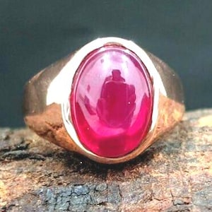 Anello in argento sterling con cabochon di rubino: anello da cocktail da 11 carati