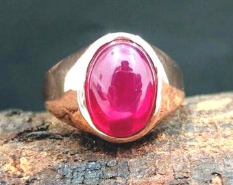 Ruby Cabochon Sterling Silver Ring: 11 Carat Cocktail Ring