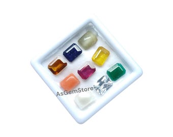 Natural Navratan Gemstones: 7x9mm Octagon Cut Loose Gemstone,9 stone Ring Making,Jewelry Making